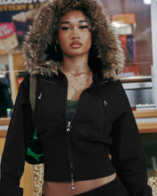 Load image into Gallery viewer, Faux Fur Zip-Up Hoodie