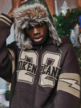 Load image into Gallery viewer, Varsity Knit Zip-Up Hoodie