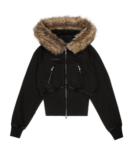 Faux Fur Zip-Up Hoodie
