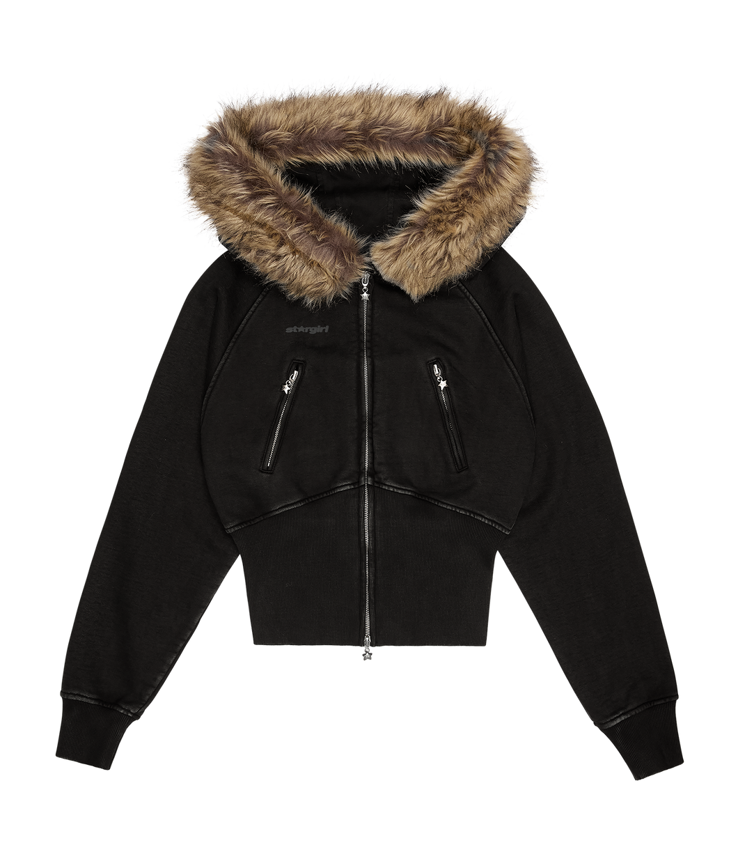Faux Fur Zip-Up Hoodie