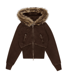 Faux Fur Zip-Up Hoodie