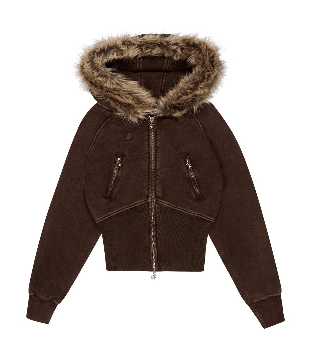 Faux Fur Zip-Up Hoodie