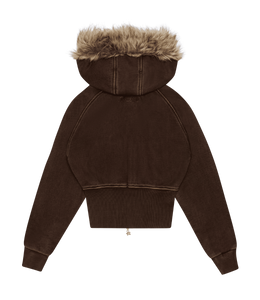 Faux Fur Zip-Up Hoodie